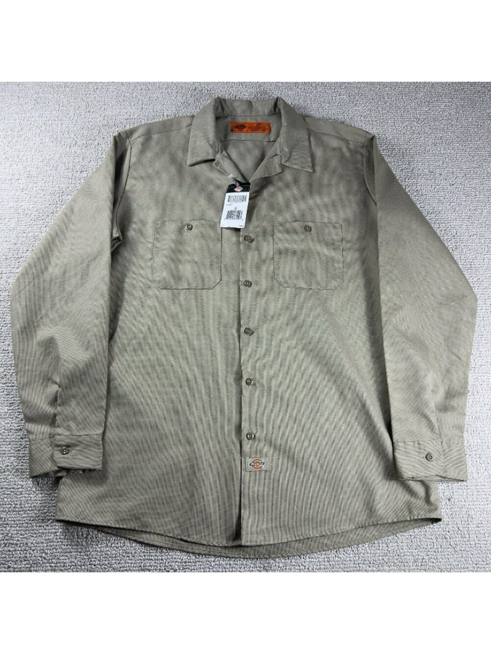 Dickies Industrial Collared Work Mechanic Button Shirt Beige Men’s Size XLT